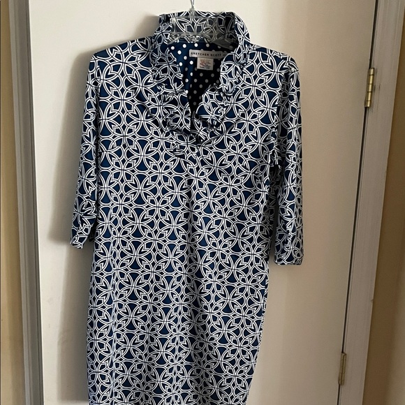 Gretchen Scott Designs Blue and White Patterned Dress - Picture 1 of 3